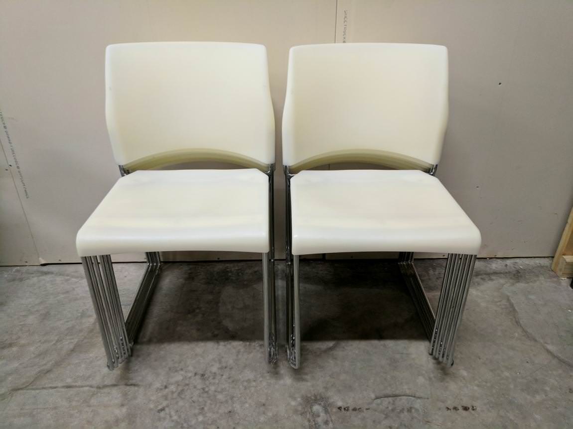 White White Plastic Stacking Chairs