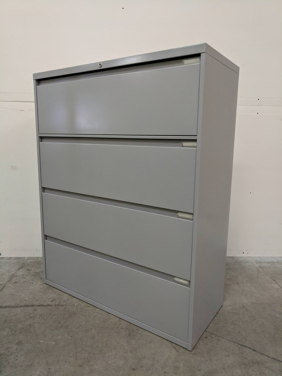Gray Steelcase 4 Drawer Lateral Filing 42 Inch Wide
