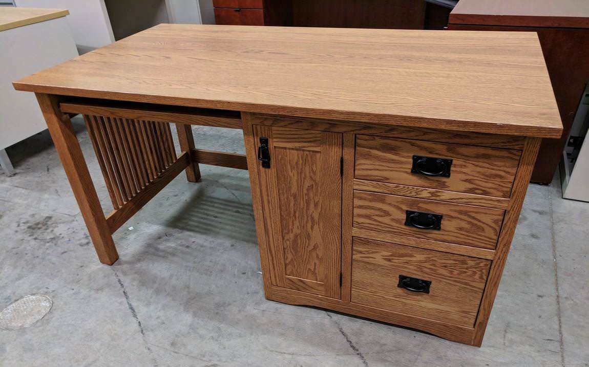 Solid Wood Oak Desk with Drawers
