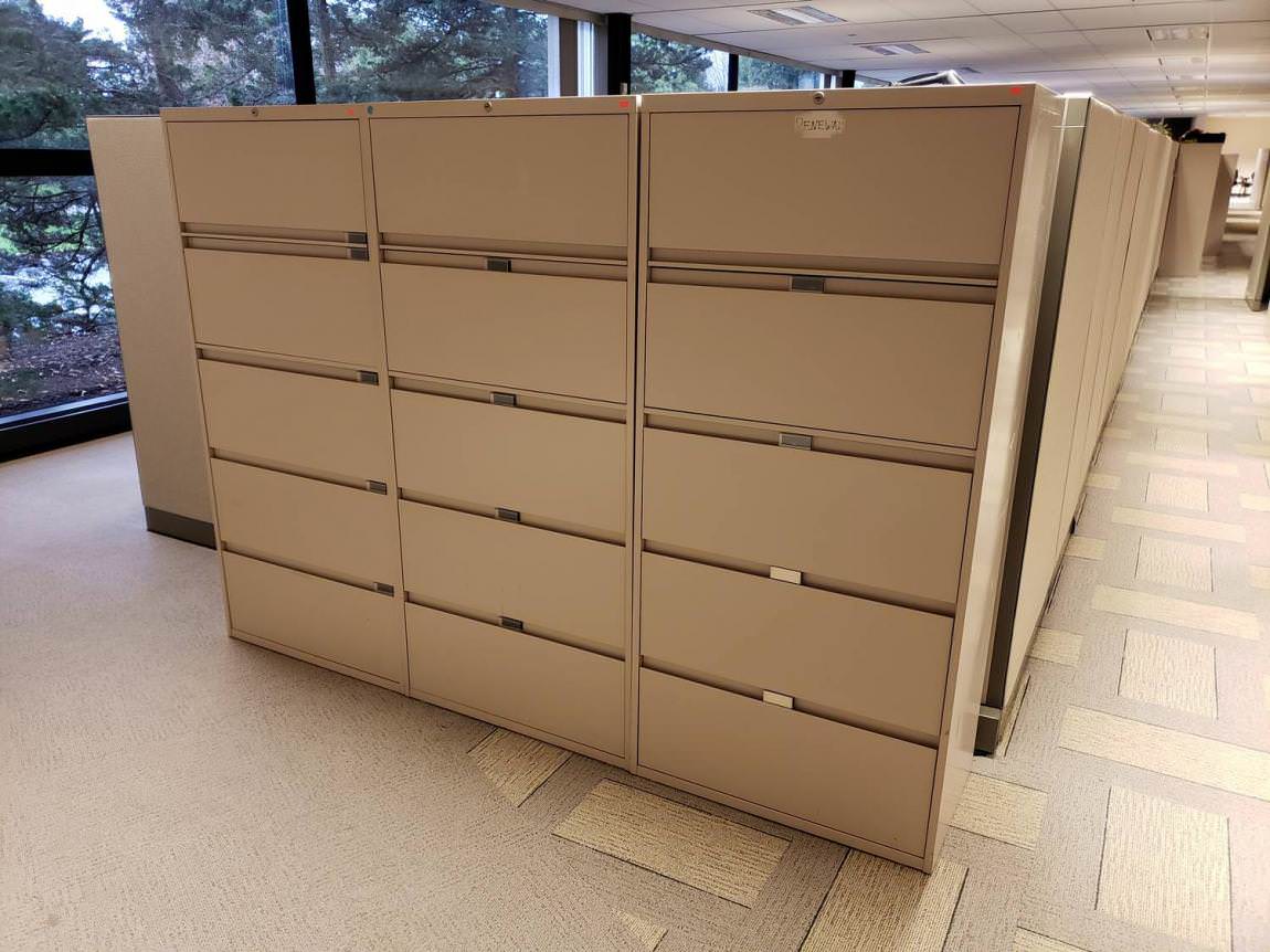 Steelcase Beige 5 Drawer Lateral File Cabinet