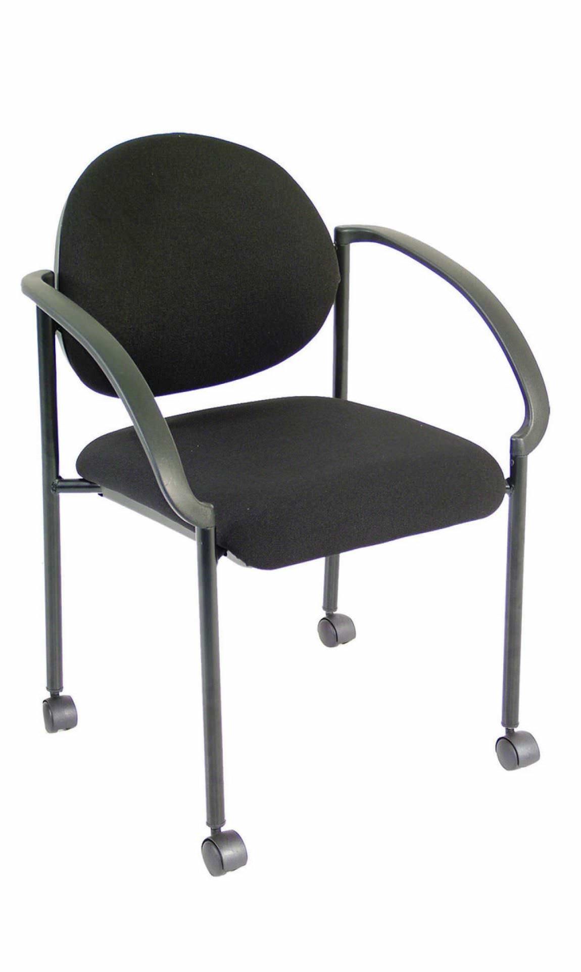 Black Stackable Guest Chair with Arms and Casters