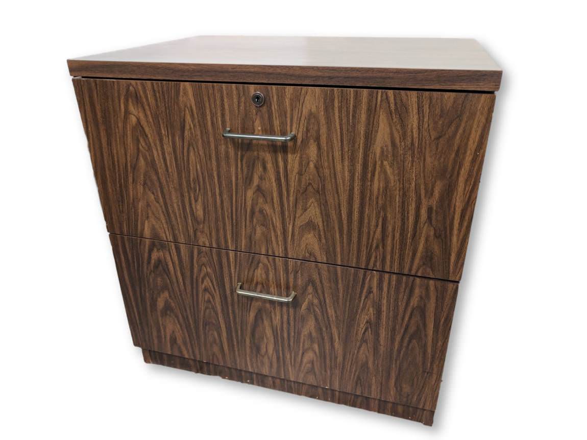 Walnut Laminate 2 Drawer Lateral Filing Cabinet – 27.5 Inch Wide