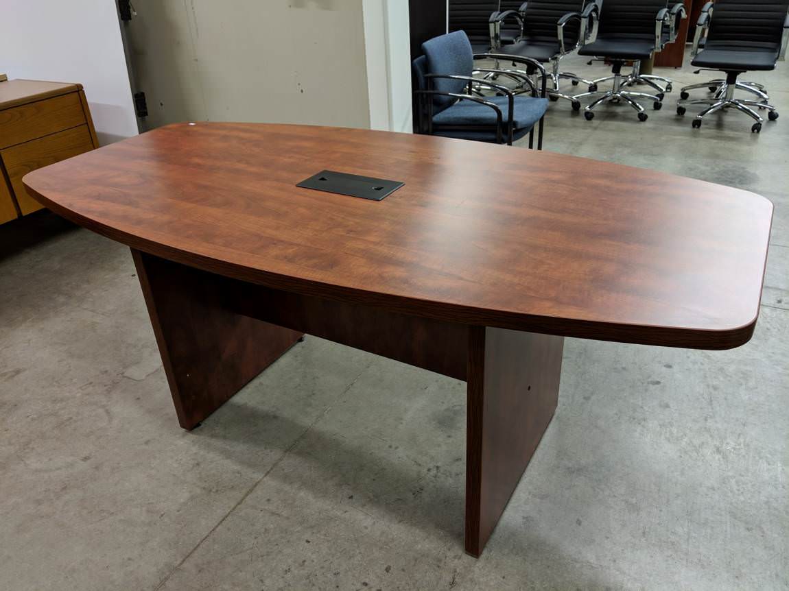 Cherry Laminate Boat Shaped Conference Table – 6 Foot