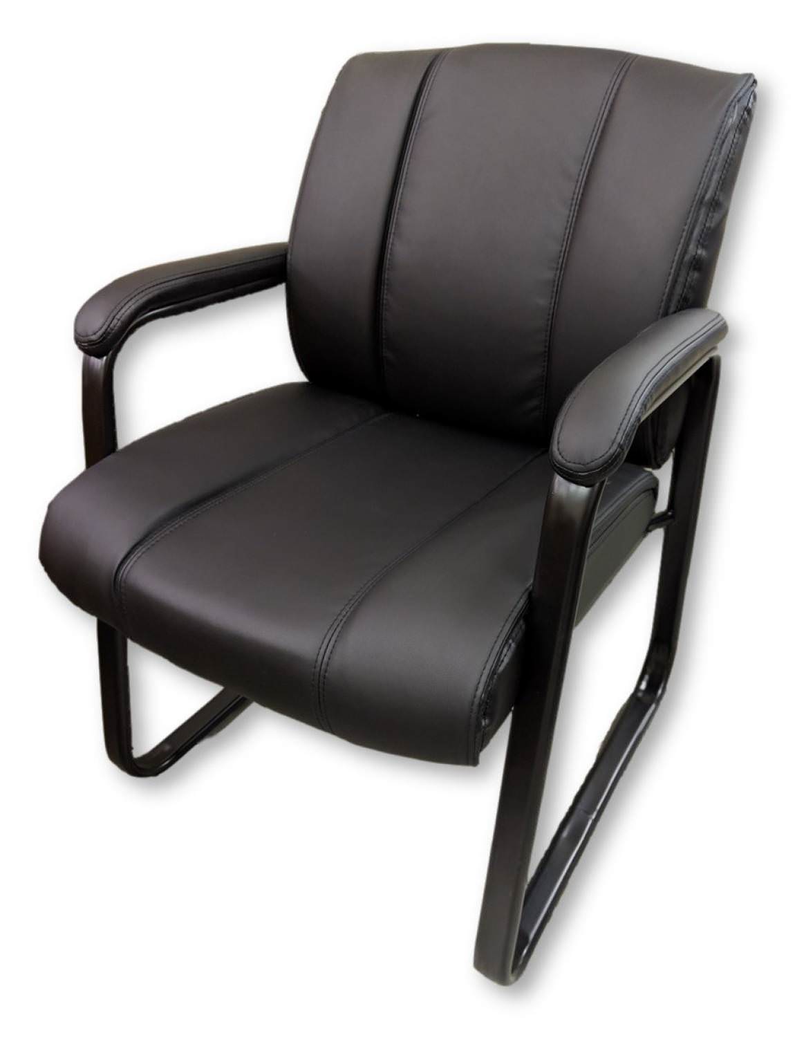 Black Vinyl Guest Chairs with Metal Frame