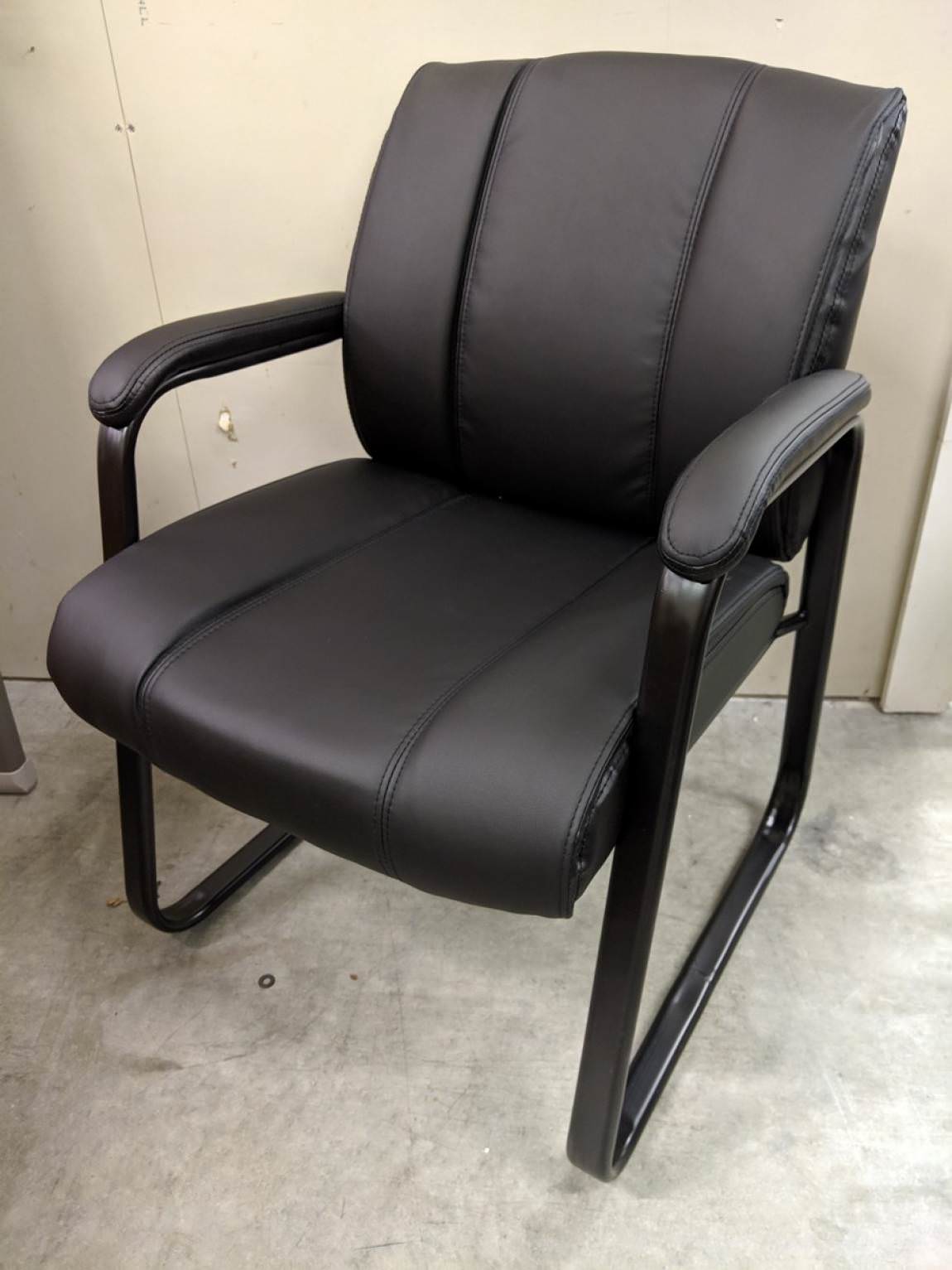 Black Vinyl Guest Chairs with Metal Frame
