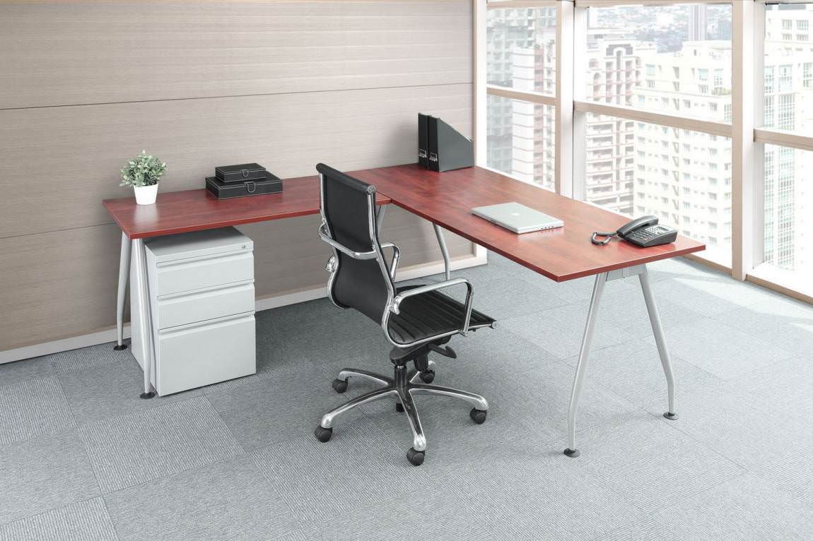 Modern Cherry L Shaped Desk