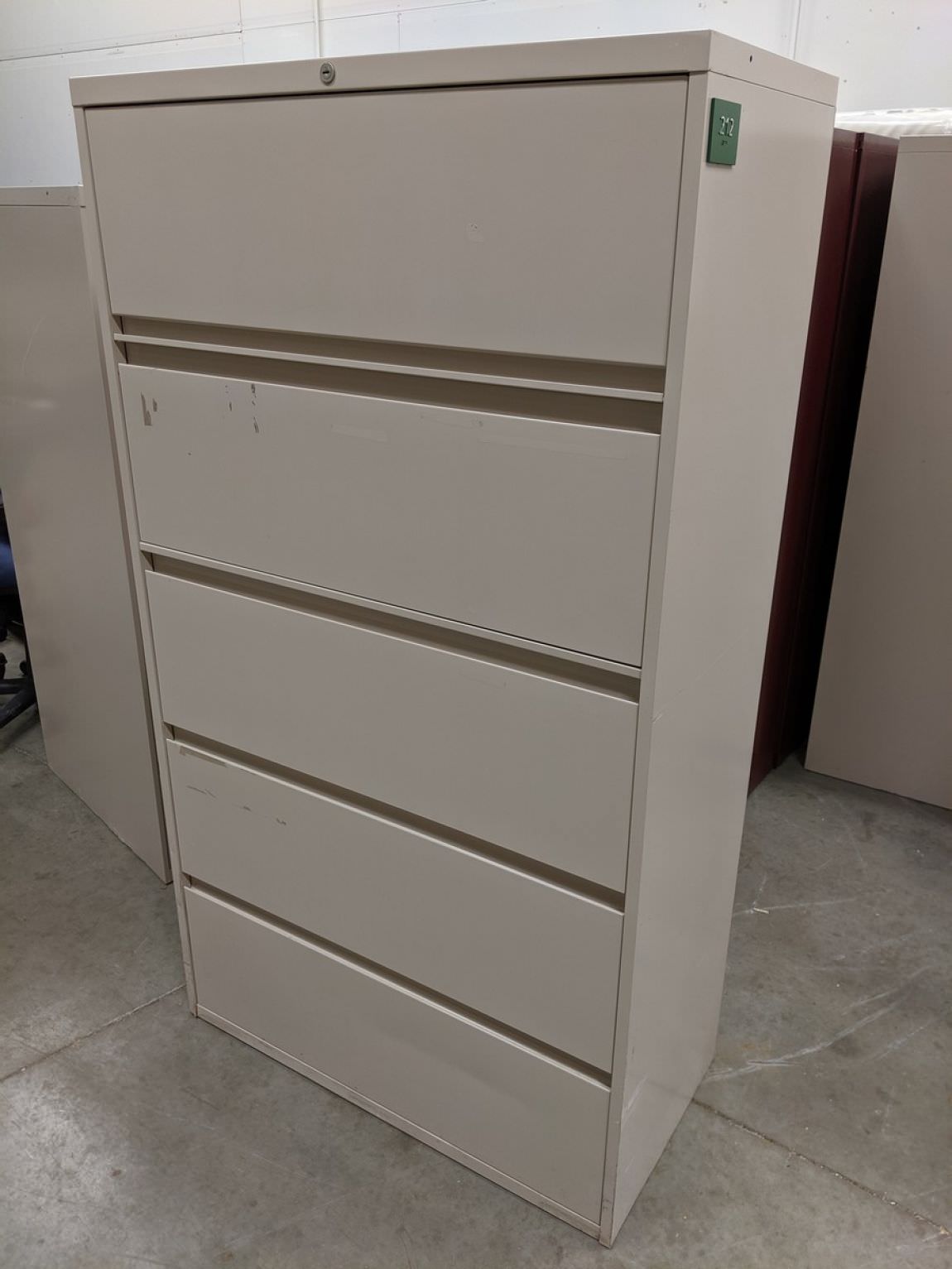 Steelcase Putty 5 Drawer Lateral Filing Cabinet - 36 Inch Wide
