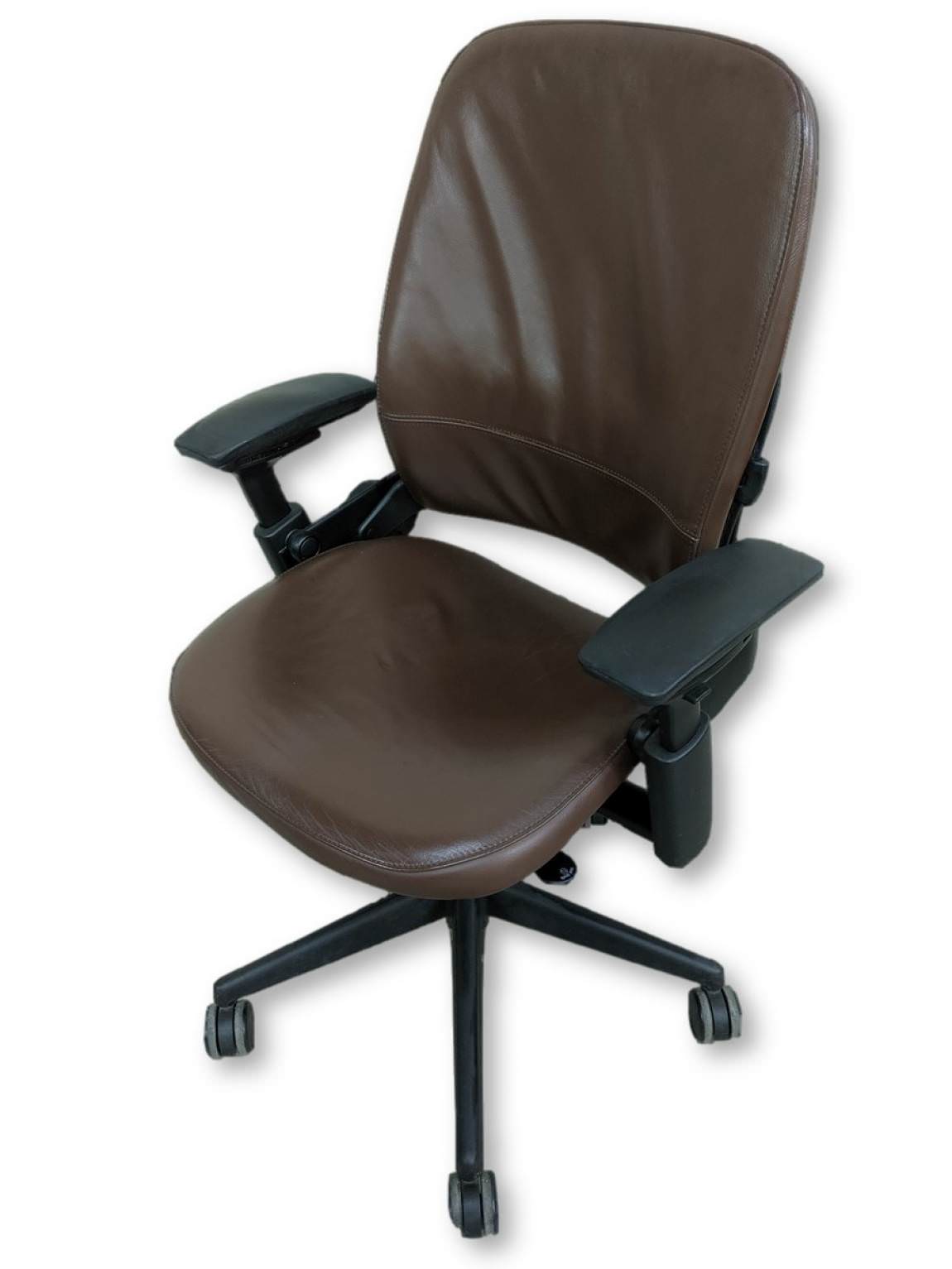Steelcase Leap V2 Brown Leather Rolling Office Chair 