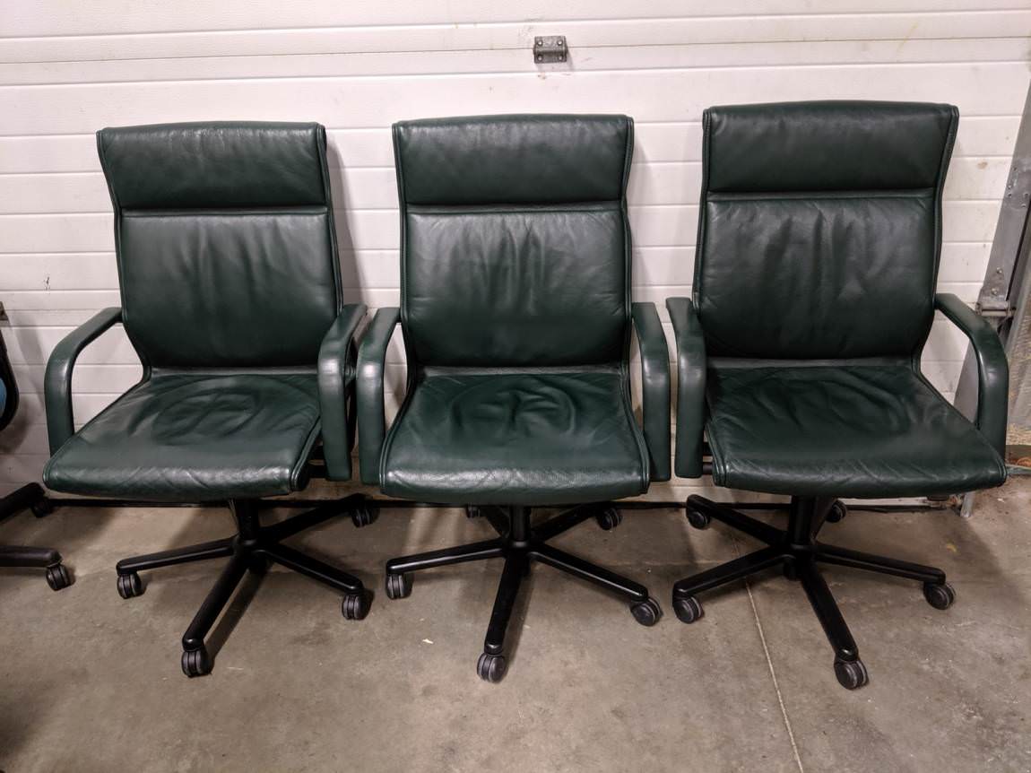 Vecta Green Leather High-Back Office Chairs