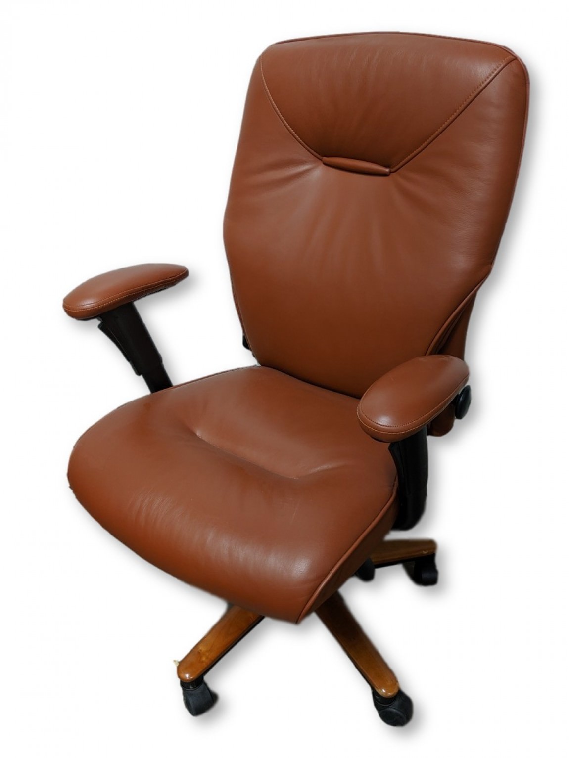 Brayton International Brown Leather High Back Office Chairs
