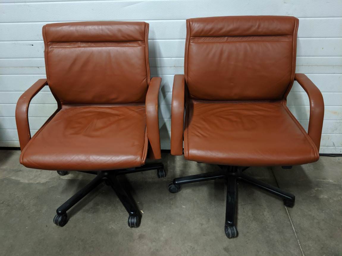 Vecta Brown Leather Low Back Office Chairs