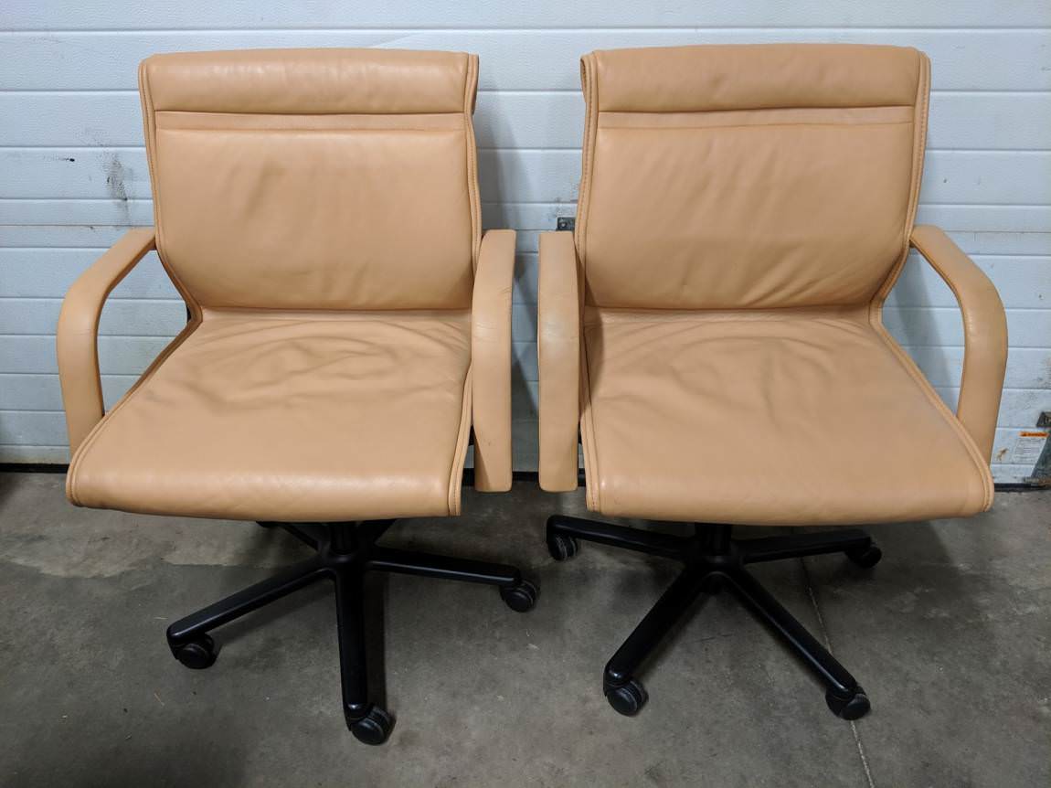 Vecta Beige Leather Low Back Office Chairs