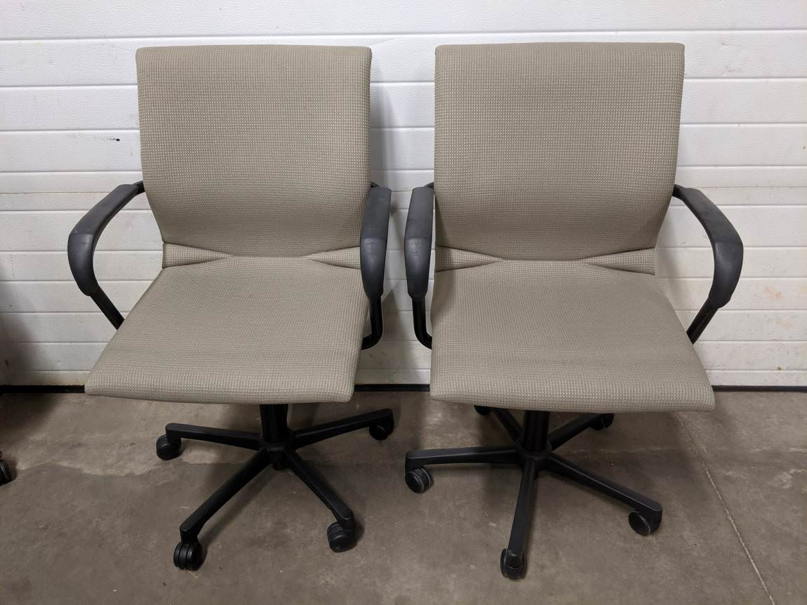 Steelcase Green Leaf Pattern Mid-Back Office Chairs