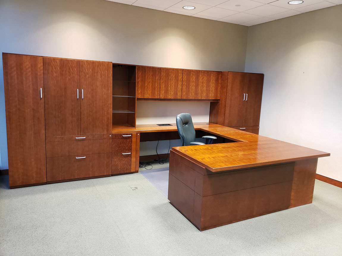 Solid Wood U Shaped Executive Desk