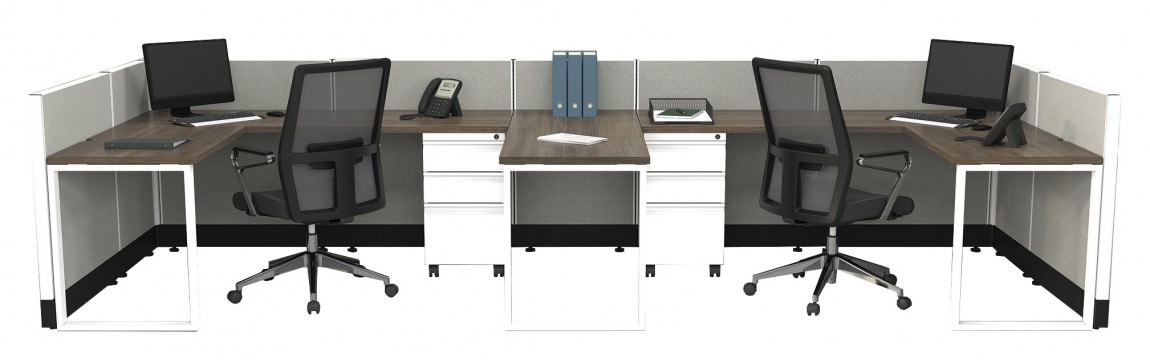 2 Person Cubicle with Drawers