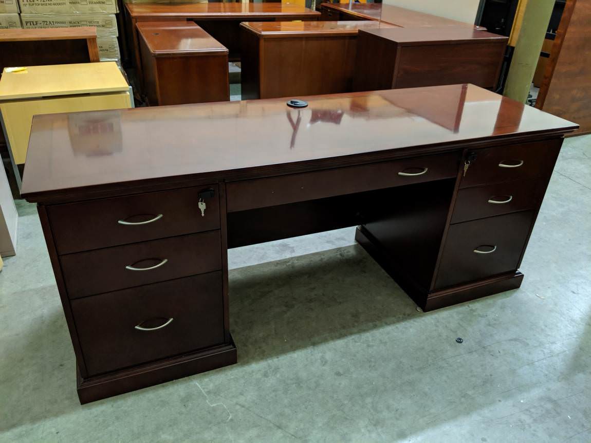 Solid Wood Mahogany Desk with Drawers