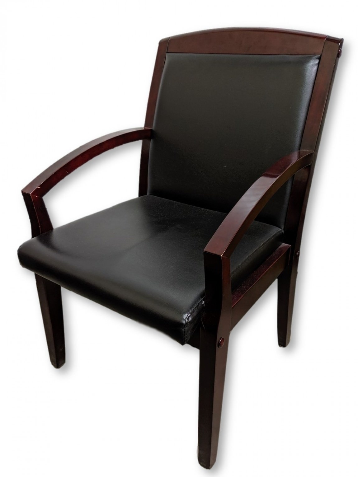 Black Vinyl Guest Chairs with Wood Frame