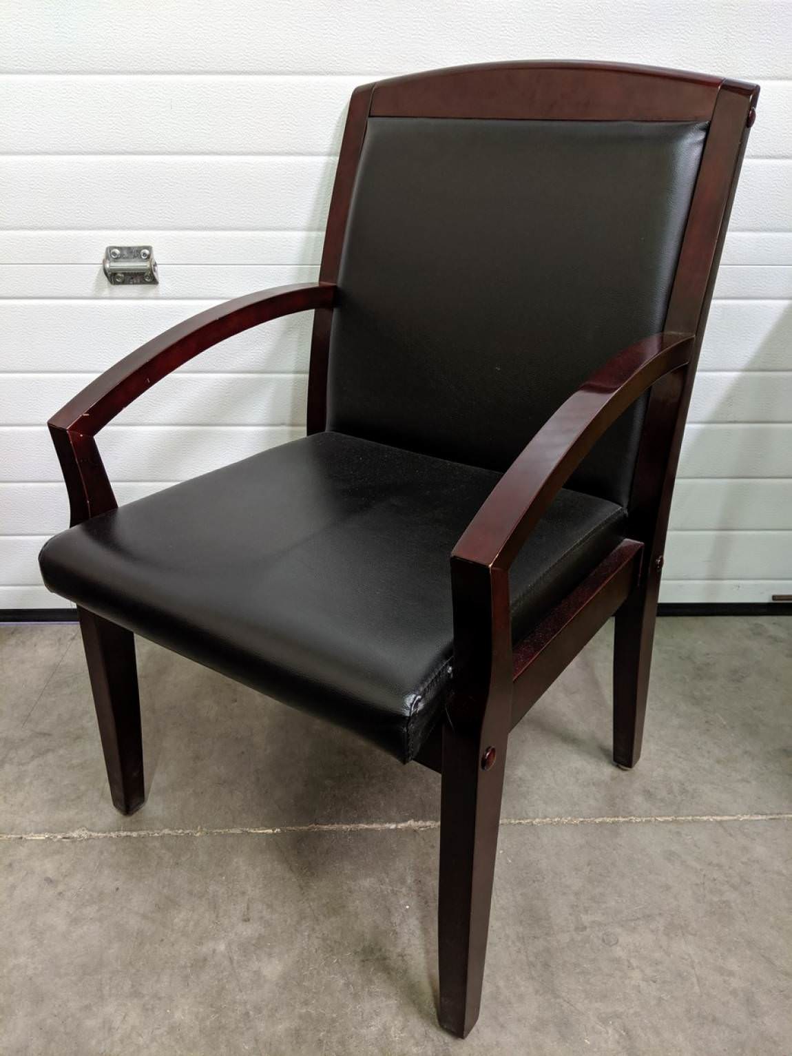 Black Vinyl Guest Chairs with Wood Frame