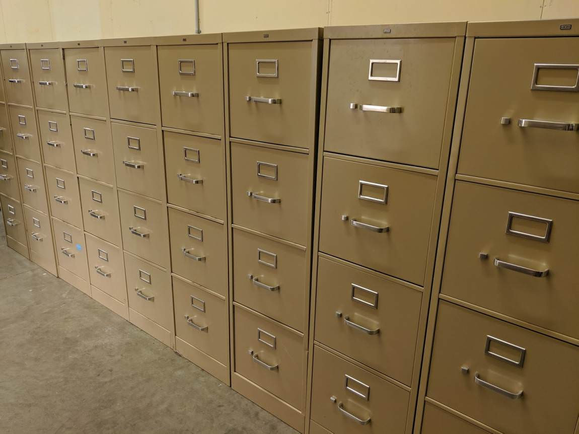 Beige Hon 4 Drawer Vertical File Cabinets - Letter Size