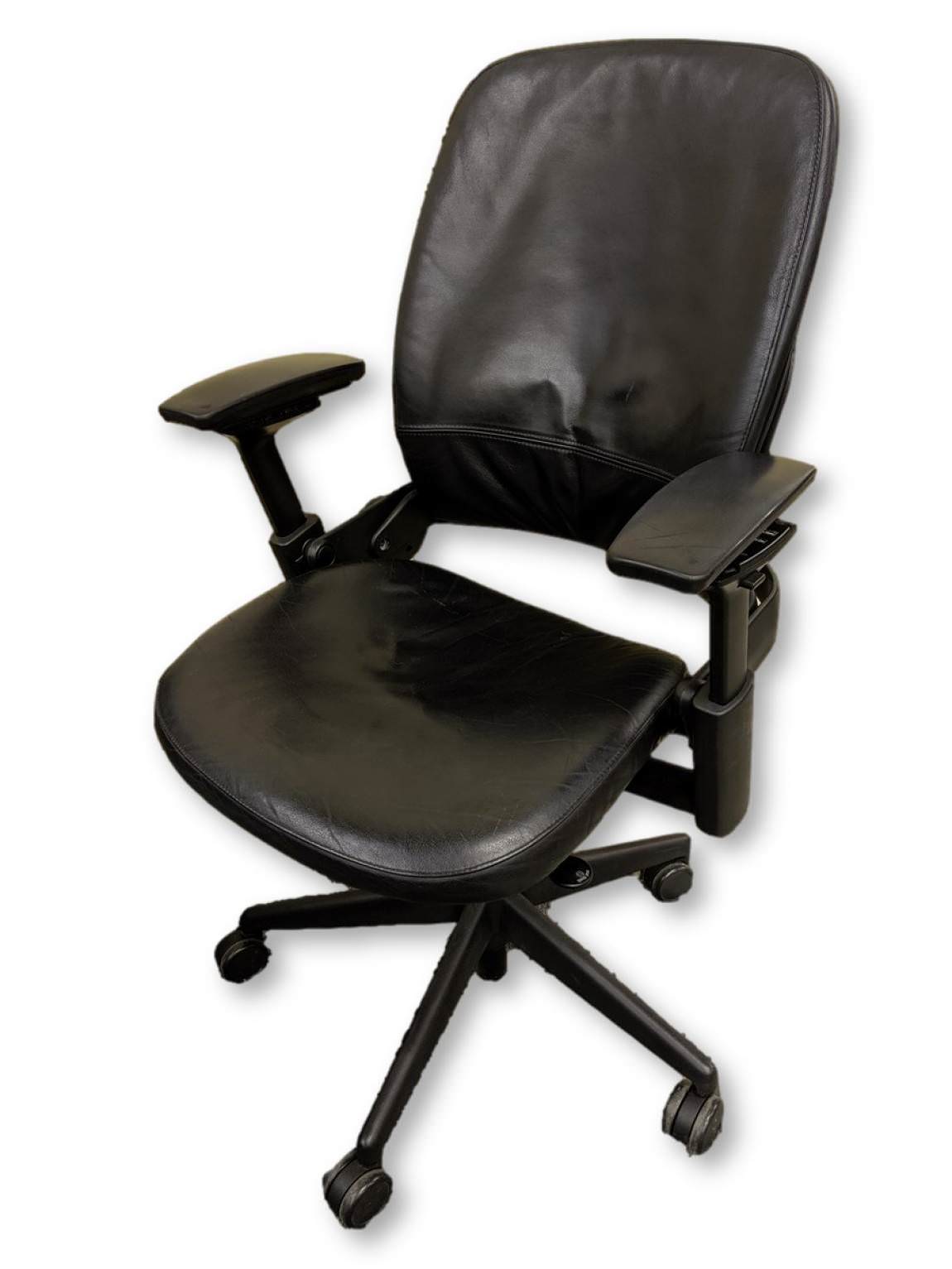 Steelcase Leap V2 Black Leather Rolling Office Chair
