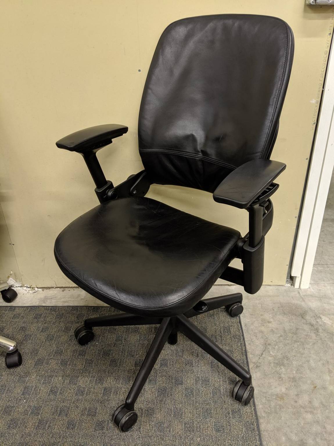Steelcase Leap V2 Black Leather Rolling Office Chair