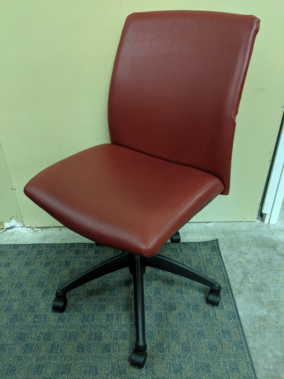 Red Vinyl Rolling Office Chair without Arms