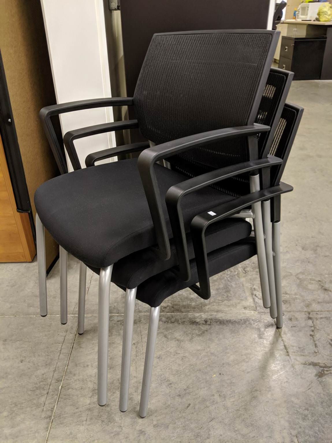 SitOnIt Black Mesh Back Stacking Guest Chairs