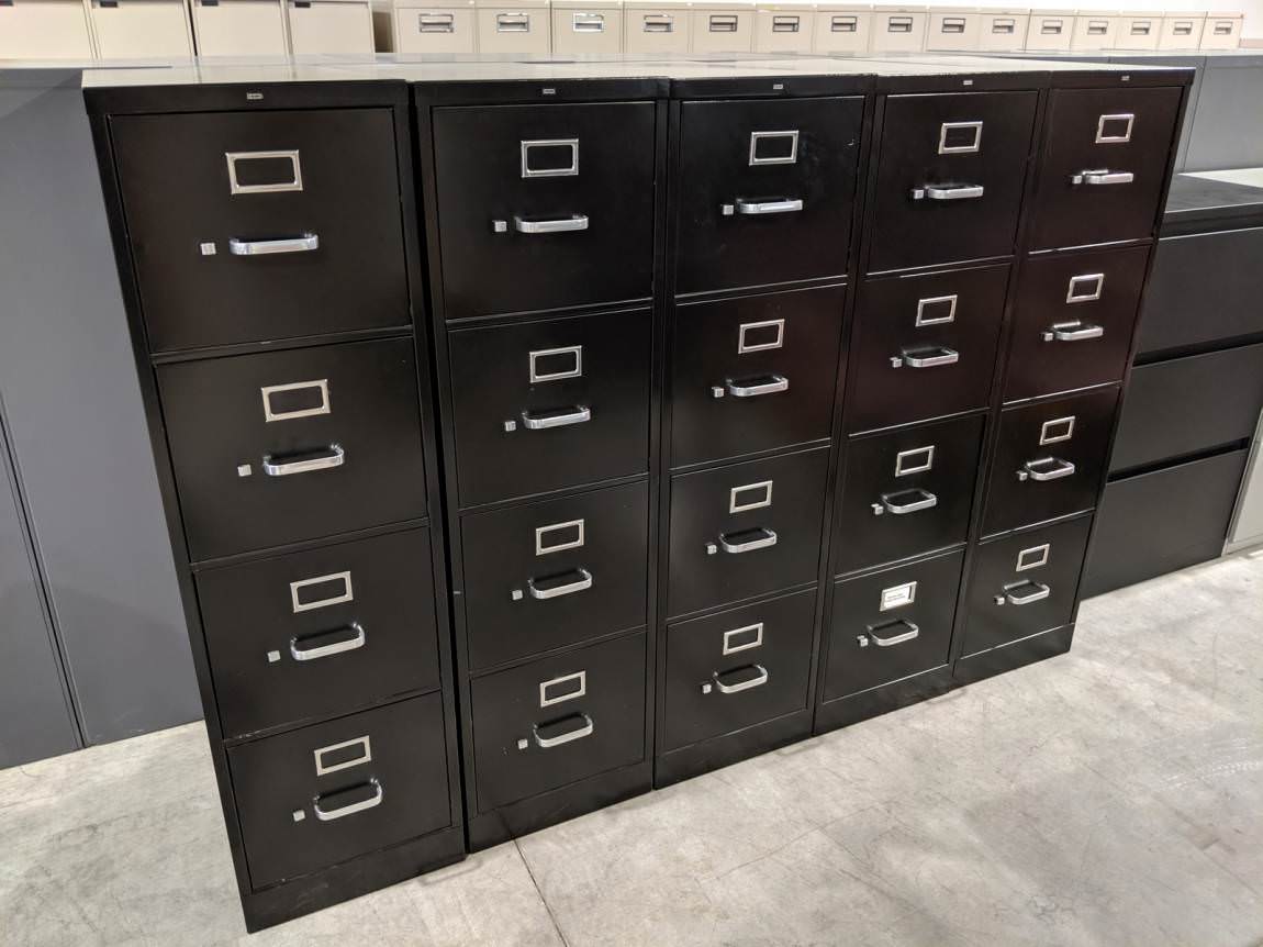 Black Hon 4 Drawer Vertical Filing Cabinets
