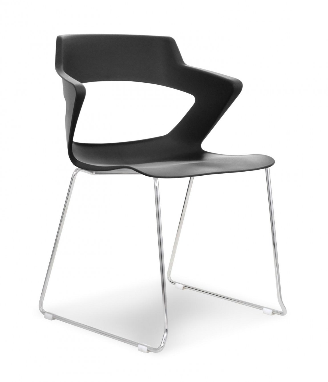 Black Sled Base Plastic Stacking Chair Zee Via Seating