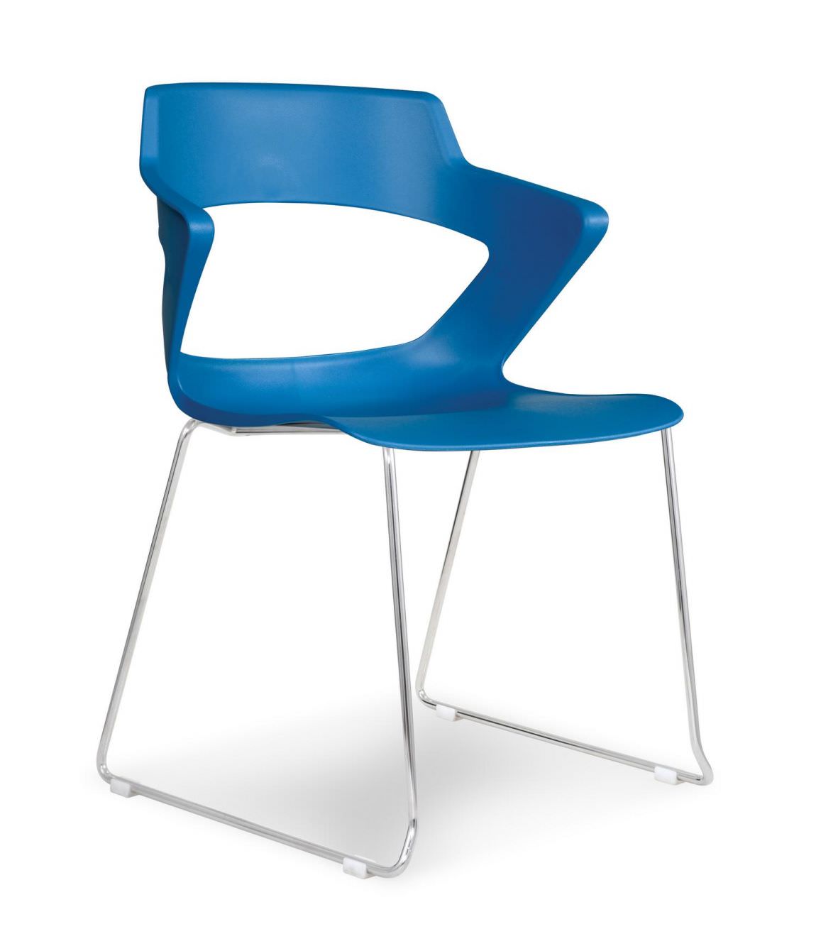 Blue Sled Base Plastic Stacking Chair