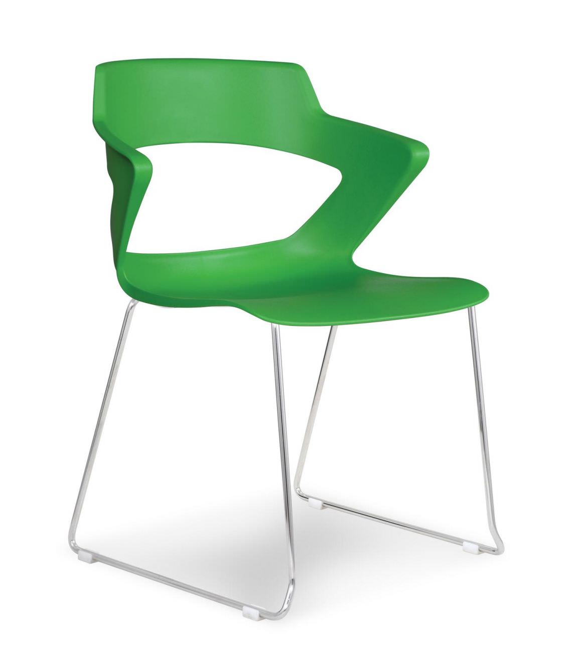 Green Sled Base Plastic Stacking Chair