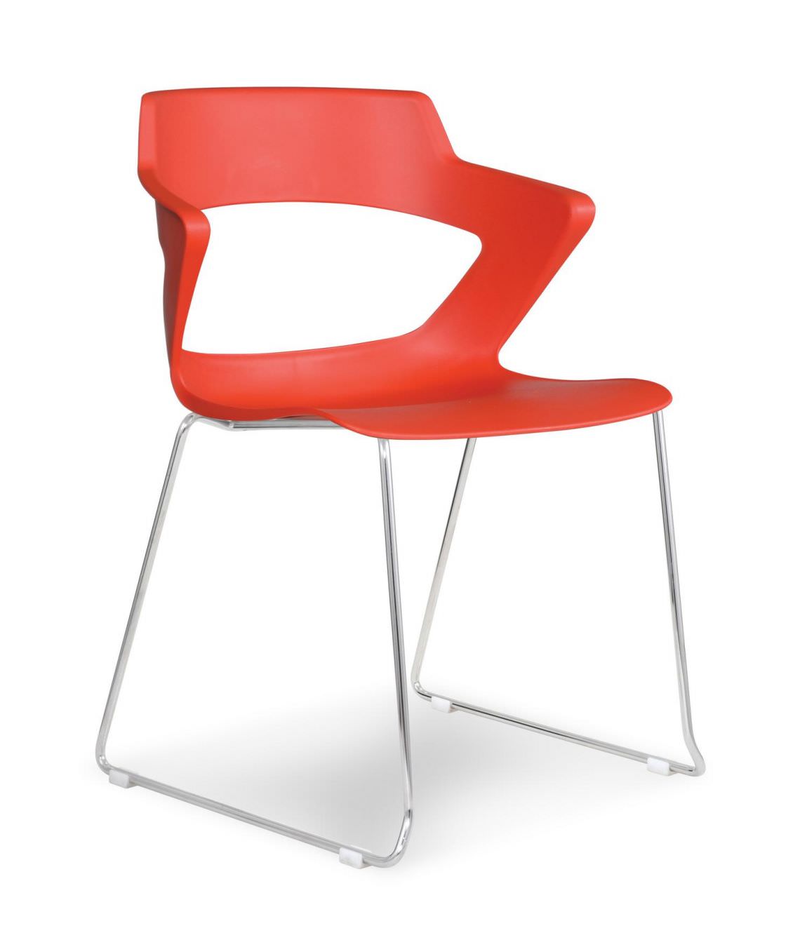 Red Sled Base Plastic Stacking Chair