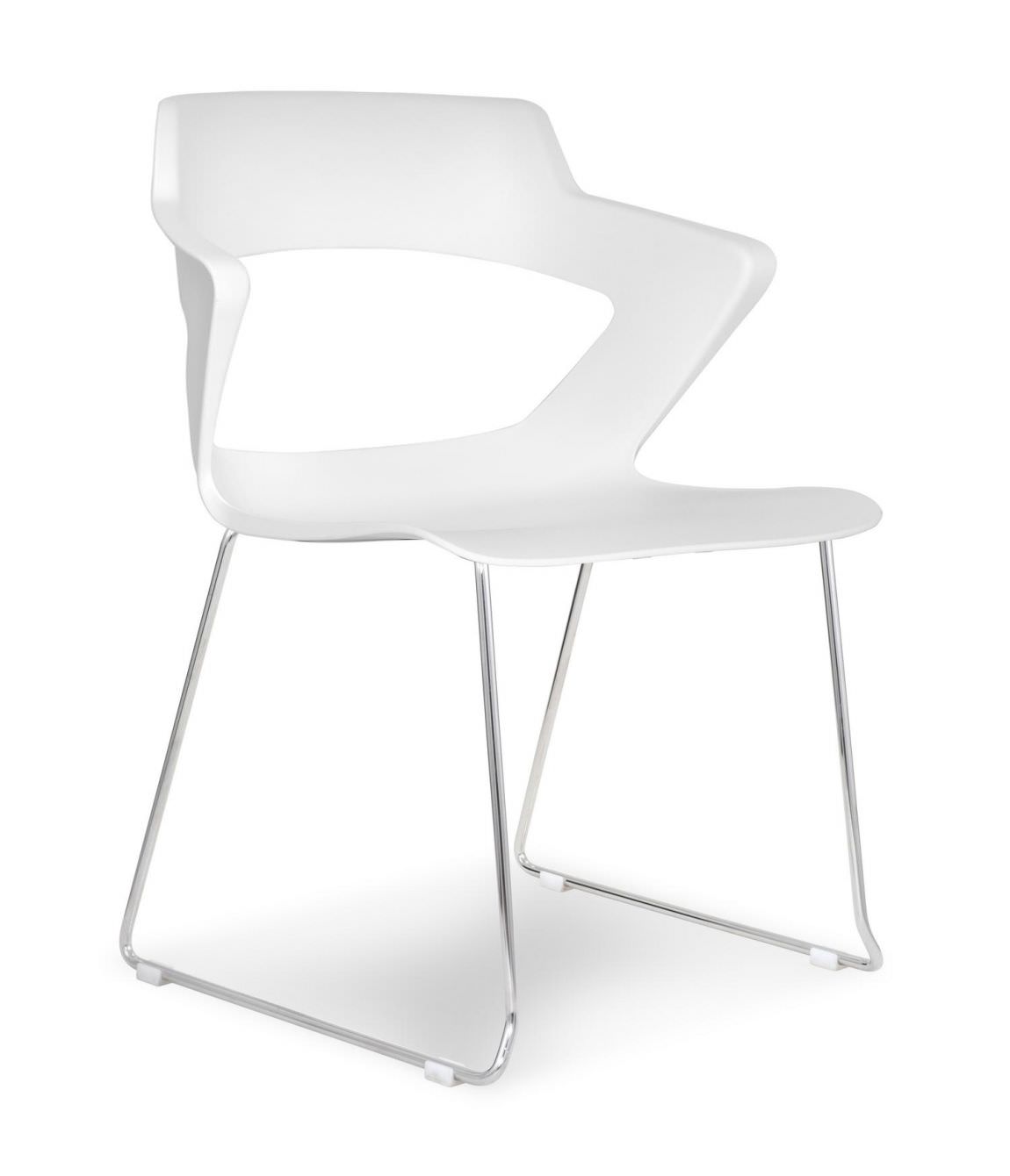 White Sled Base Plastic Stacking Chair