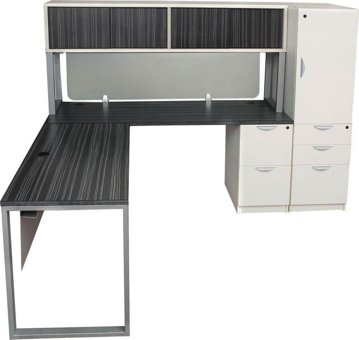 Modern L Shaped Desk with Hutch