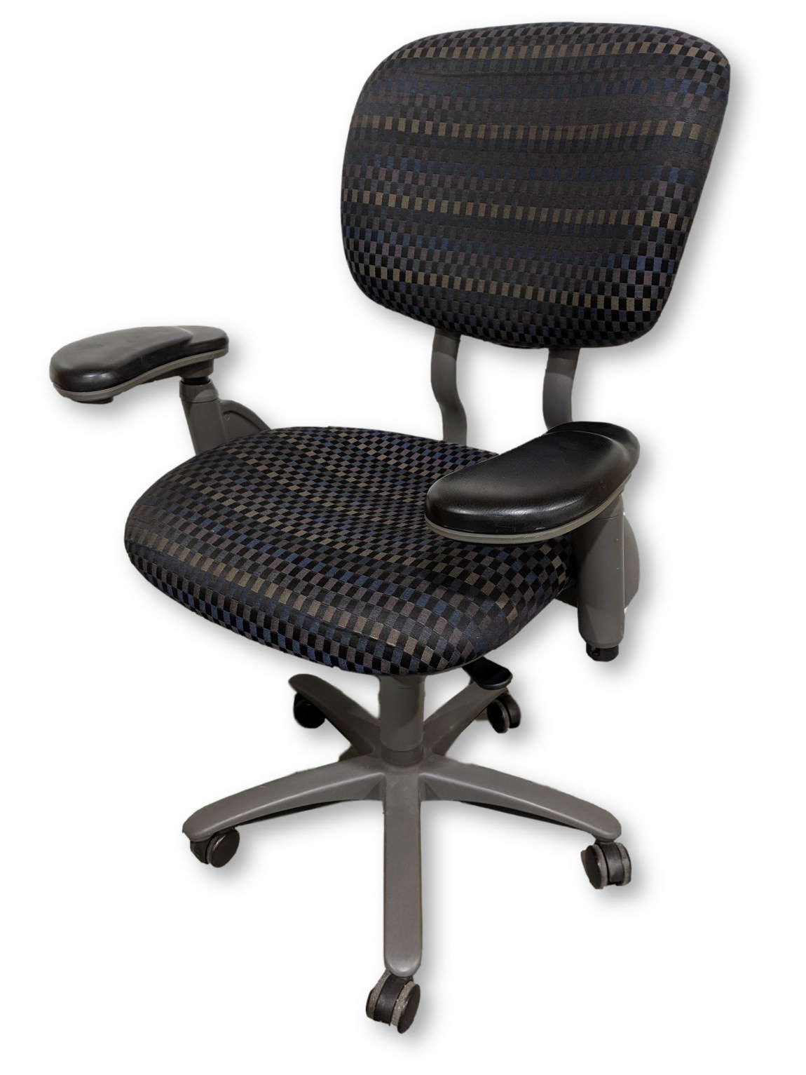 Haworth Checkered Fabric Rolling Office Chairs