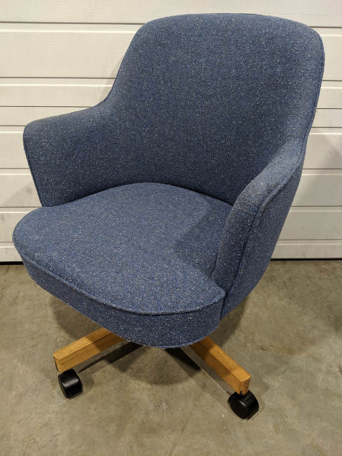 Blue Fabric Rolling Swivel Chairs