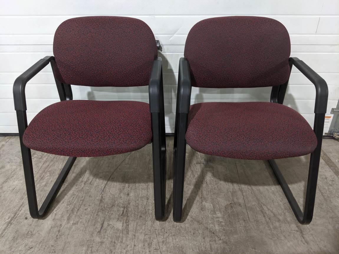 Hon Dark Red Guest Chairs with Metal Frame