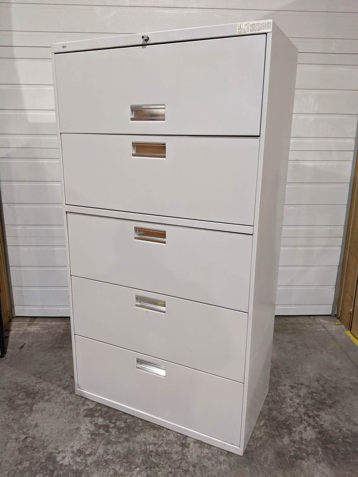 Hon Putty Metal 5 Drawer Lateral Filing Cabinet – 36 Inch Wide
