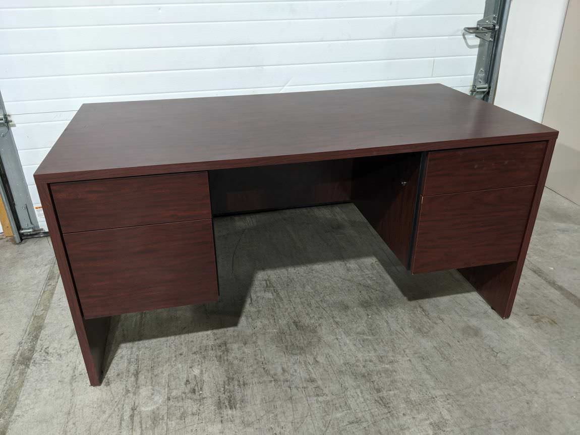 Mahogany Laminate Desk with Drawers - 60x29.75