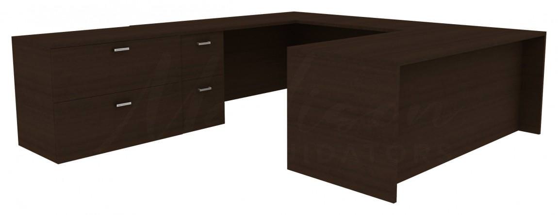 U Shaped Desk with File Cabinet