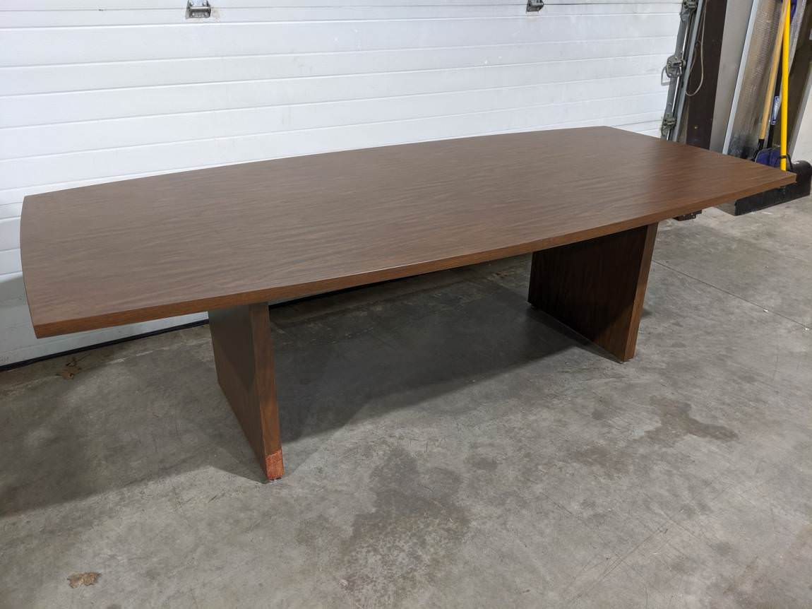 8 FT Walnut Laminate Boat Shaped Conference Table