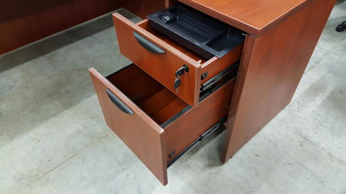 Cherry L Shape Office Desk With Locking Drawers L Shape Office Desk With Locking Drawers