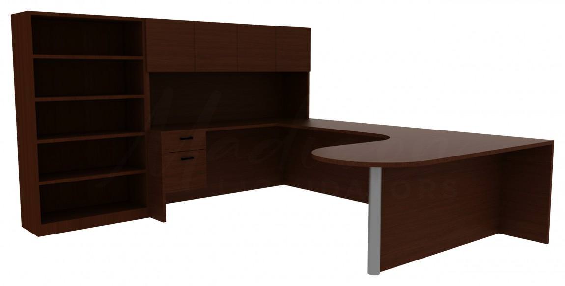 Peninsula Desk with Bookcase