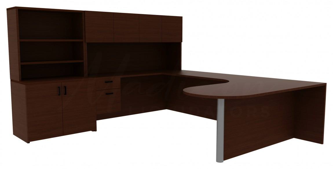 U Shaped Peninsula Desk with Storage