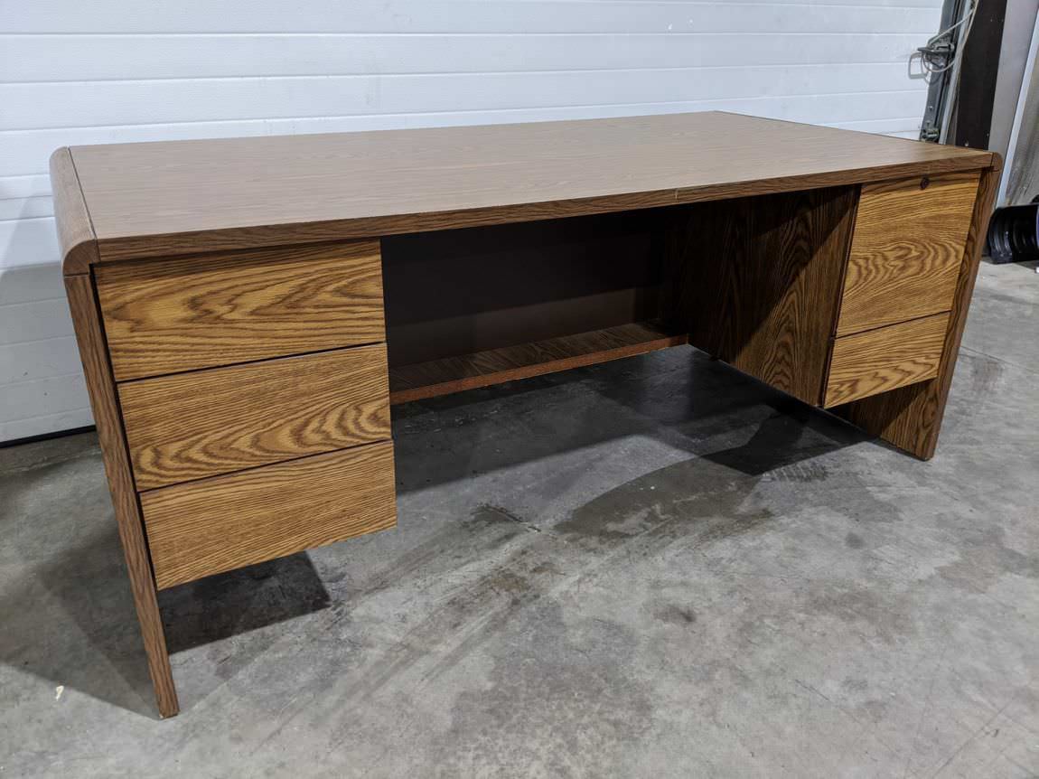 Walnut Laminate Desk with Drawers – 72x36