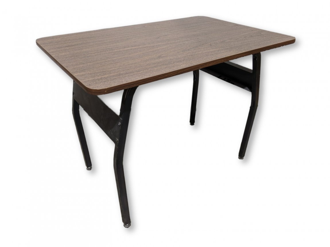 Small Dark Walnut Table with Metal Legs – 36x23.5