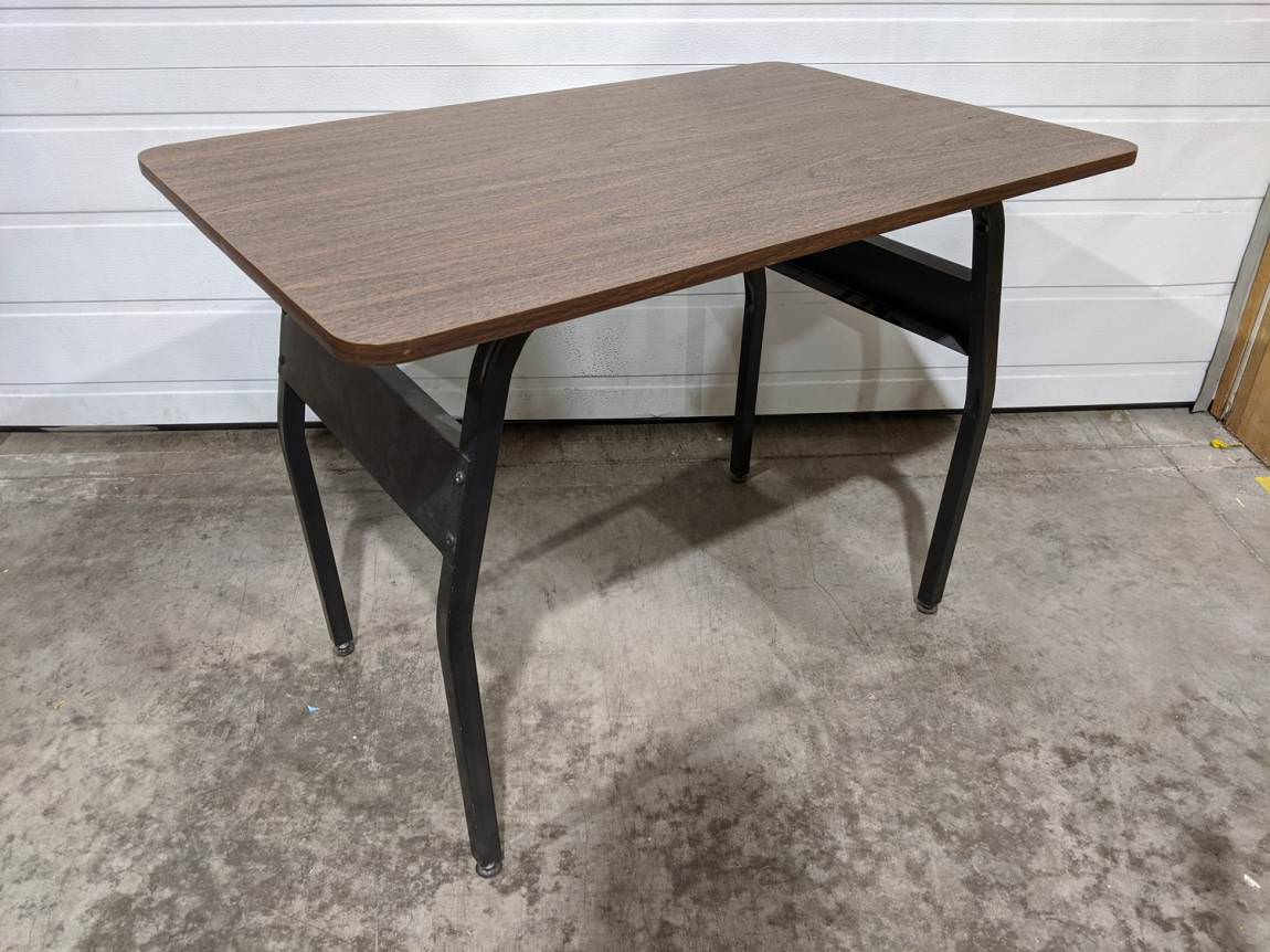 Small Dark Walnut Table with Metal Legs – 36x23.5