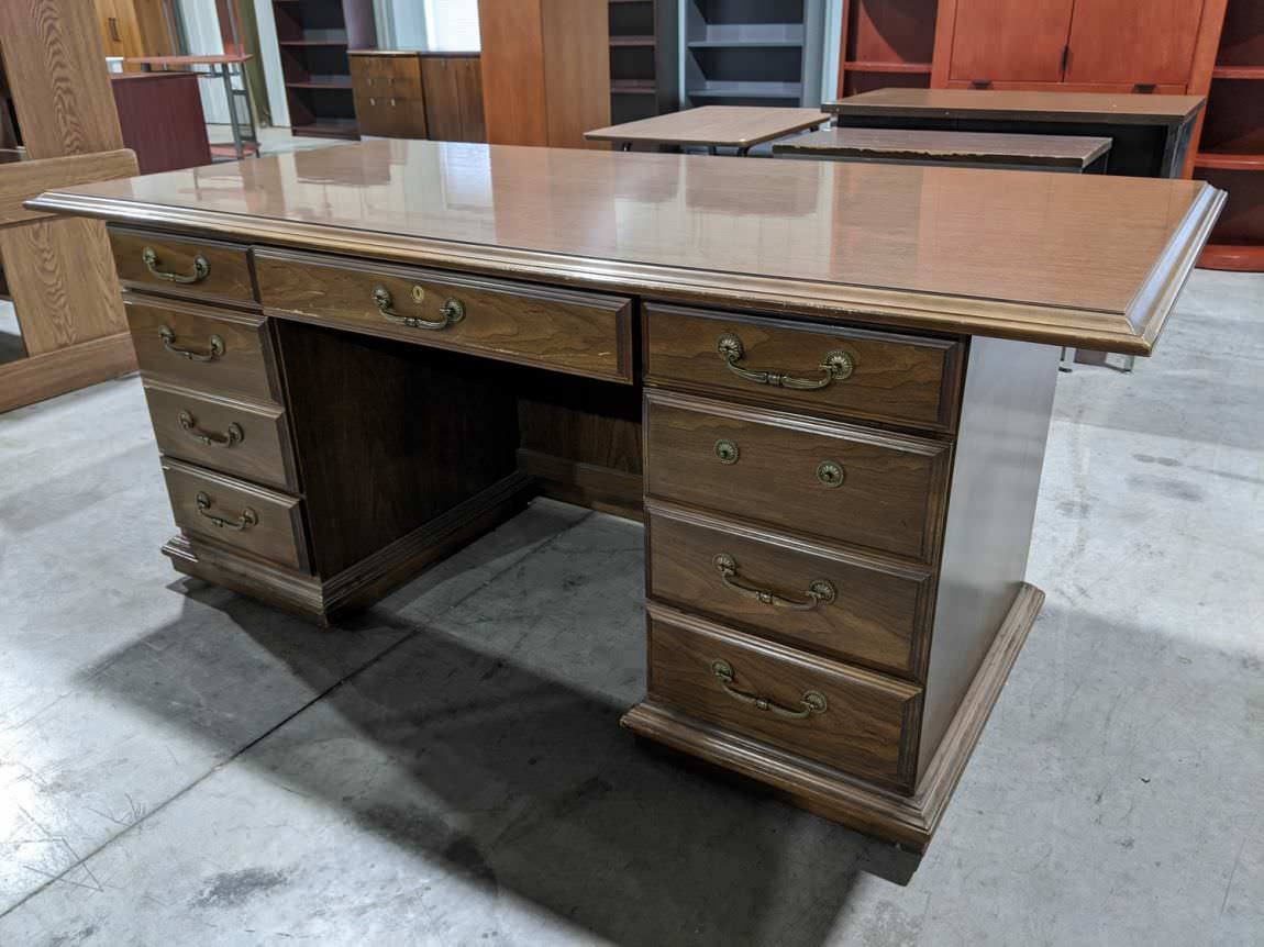 Walnut Laminate Desk with Drawers - 72x36