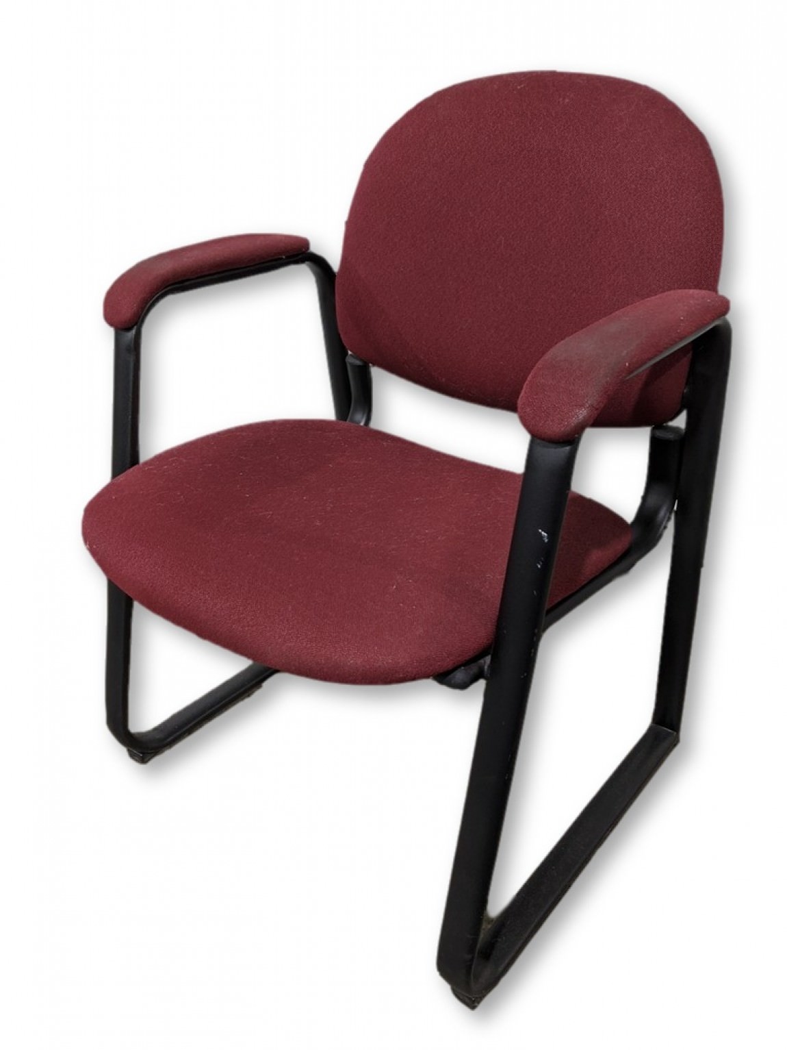 Burgundy Guest Chair with Metal Frame