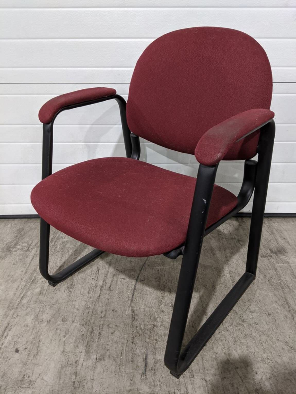 Burgundy Guest Chair with Metal Frame